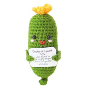 Pickle Buddies Sunny Emotional Support Pickle Crochet Positive - Positive Pickle, Emotional Support Crochet Positive Vegetable, Charm Emotional Support, Cute Plushies Pickles.