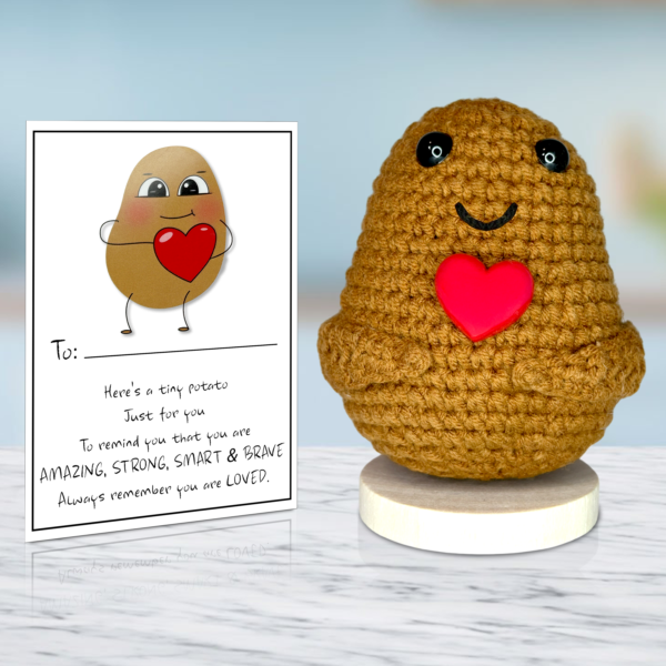 Positive Potato Heart Crochet Doll with Card - Image 2