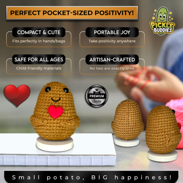 Positive Potato Heart Crochet Doll with Card - Image 5