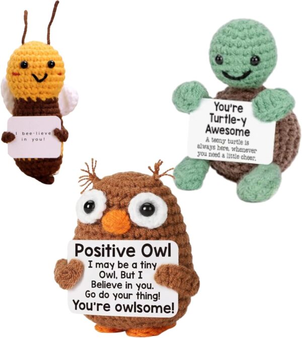 Pack 3 Positive Crochet Animals & Emotional Support