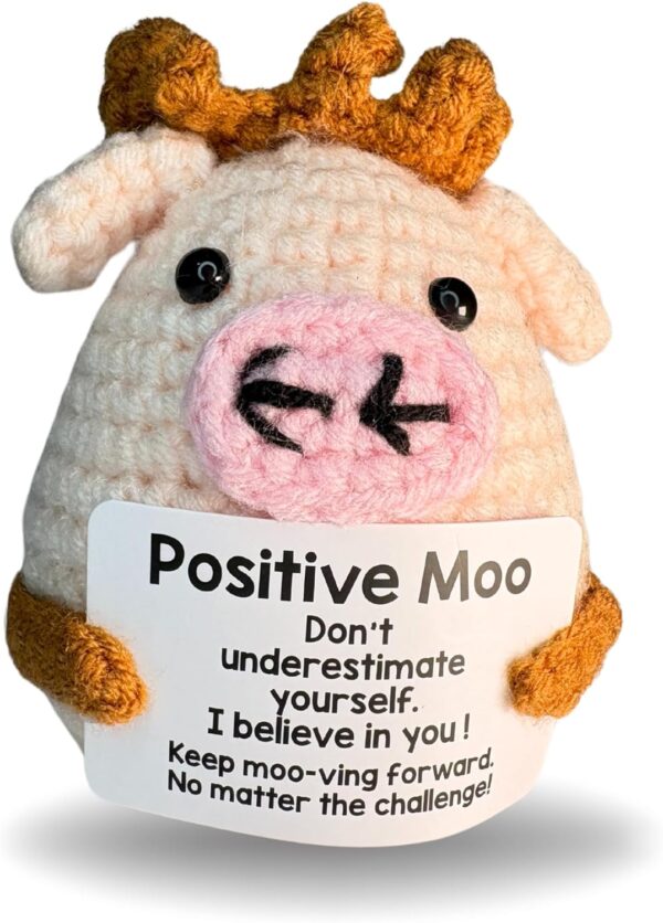The PICKLE BUDDIES Positive Cow is here to spread joy with its sweet design and vibrant energy. Whether you need a comforting hug or just a boost of happiness, the Positive Cow is here to remind you that there’s always something to smile about! This little friend is the perfect companion for emotional support, bringing warmth and smiles wherever it goes. Whether it's on your desk, bed, or in your favorite spot, this emotional support plushie will be your daily reminder that there’s always something to smile about. Gift it to a friend or loved one and watch how its positive energy brightens their day. Great for anxiety relief, home décor, or as a charming collectible. Made of high-quality materials and lovingly handcrafted. from high-quality, skin-friendly yarn and filled with plush stuffing for a cozy feel. This doll is handmade & unique reflecting the care and craftsmanship of our skilled artisans. These dolls are specials, not pieces of any emotional support stuffed animal, they are perfect for those who need a constant source of emotional support. Whether as a gift or for yourself, the PICKLE BUDDIES Inspirational Crochet Emotional Support Animals are the perfect choice to spread love and support.