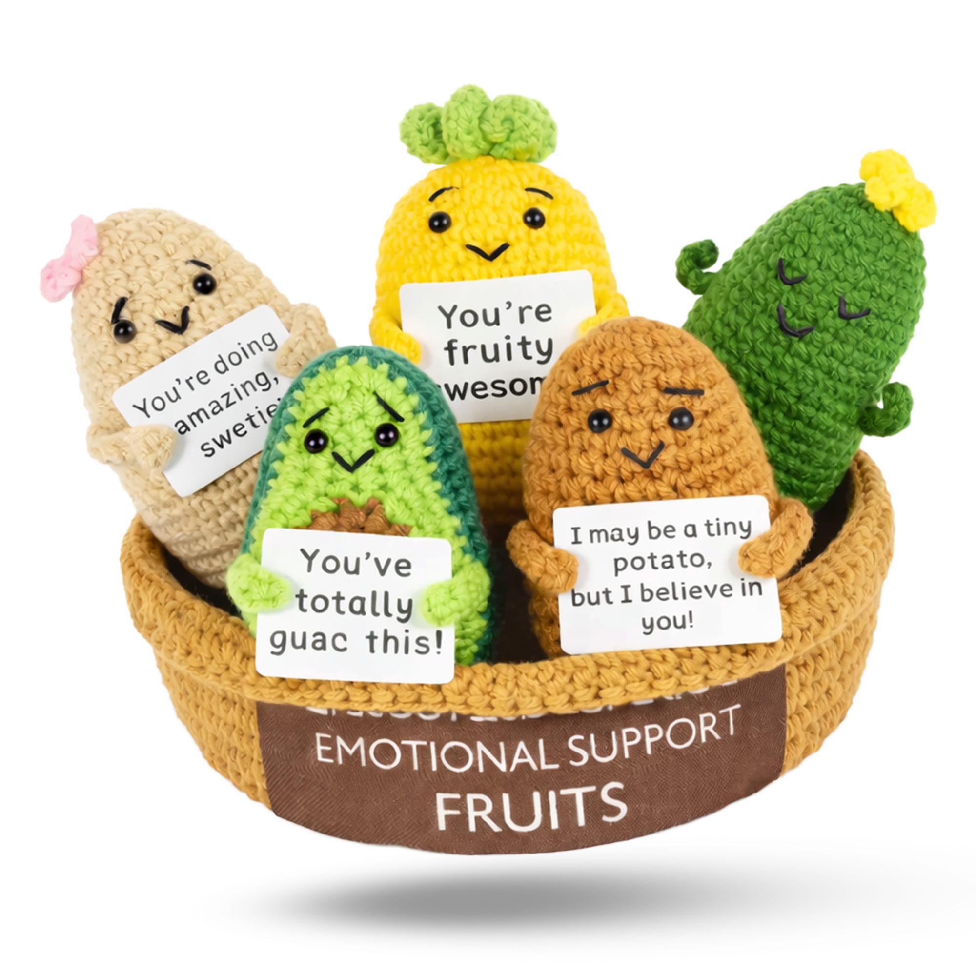 Emotional Support Fruits – Set of 5 Crochet Fruits & Veggies