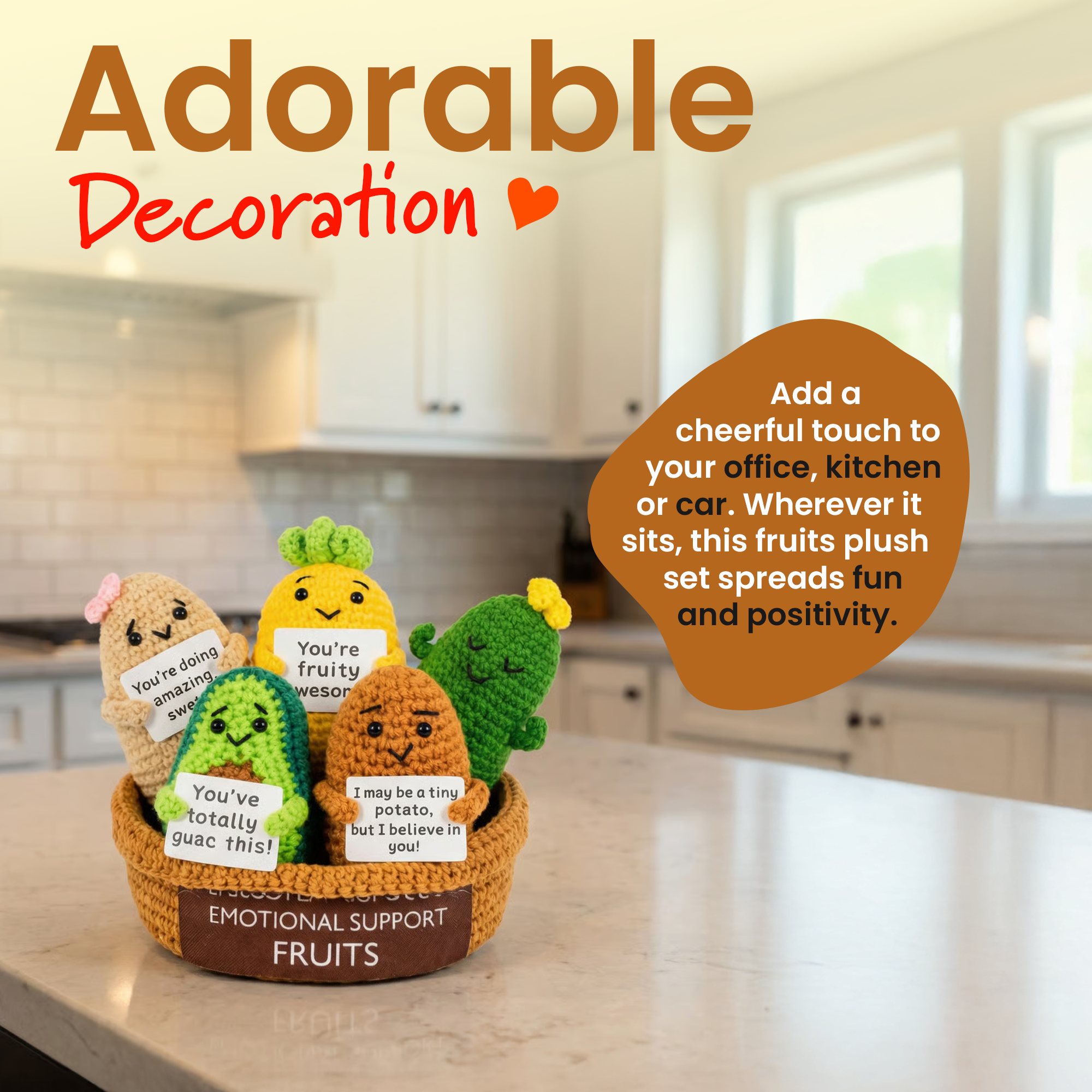 Emotional Support Fruits – Set of 5 Crochet Fruits & Veggies - Image 6
