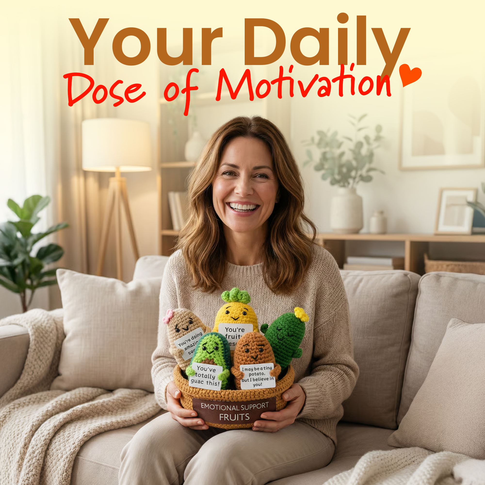 Emotional Support Fruits – Set of 5 Crochet Fruits & Veggies - Image 7